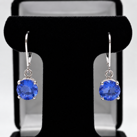 4.6ctw Round Blue Fluorite Leverback Earrings
