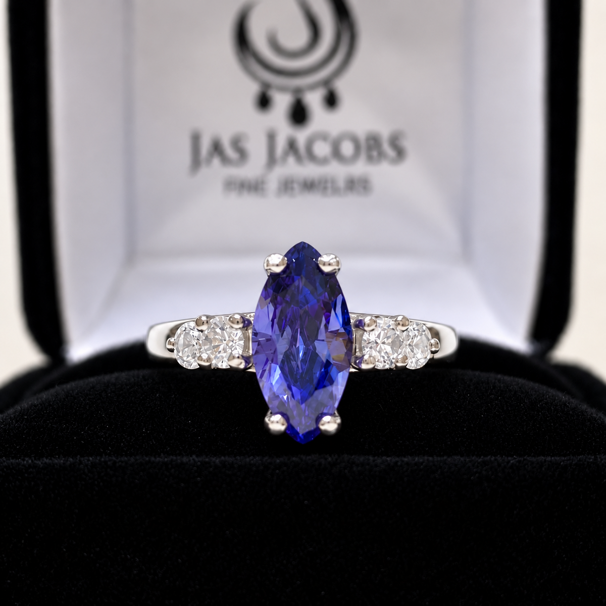 2.5ctw Marquise Tanzanite & White Sapphire Ring