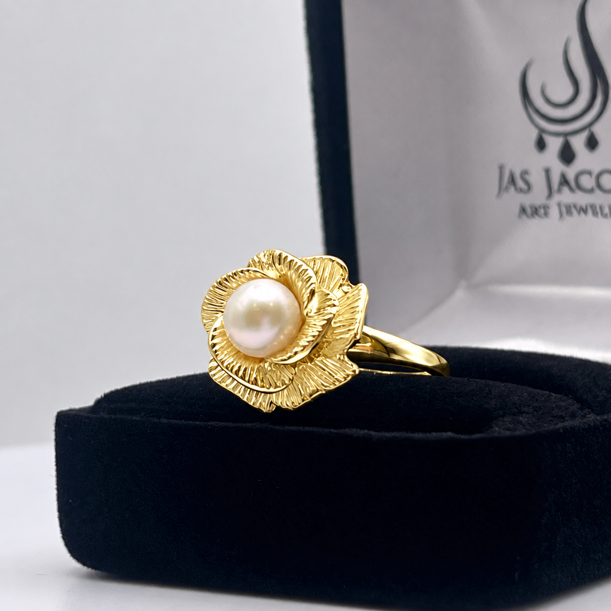 Genuine Akoya Pearl Sculptural Floral Ring