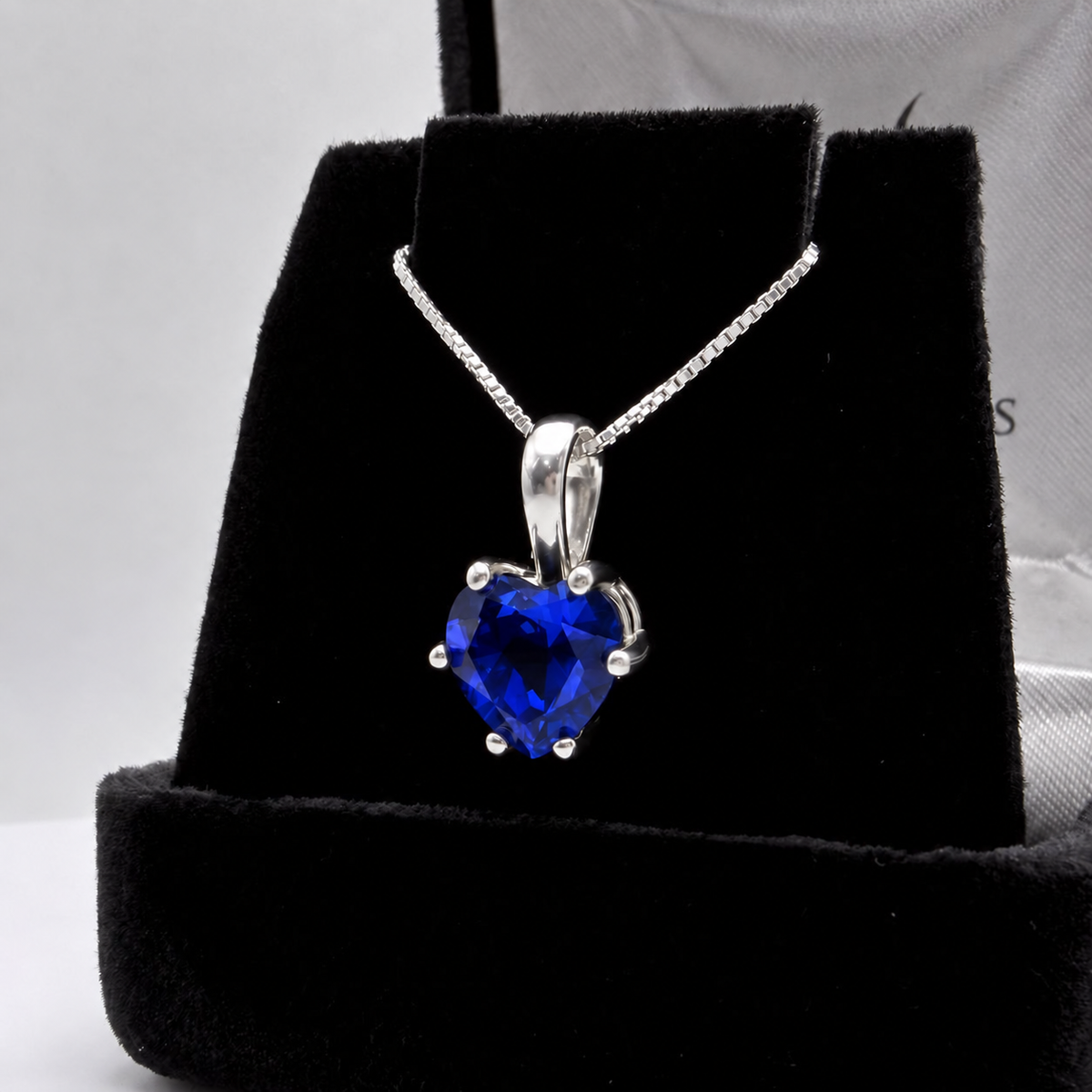2ct Heart Cut Sapphire Pendant Necklace