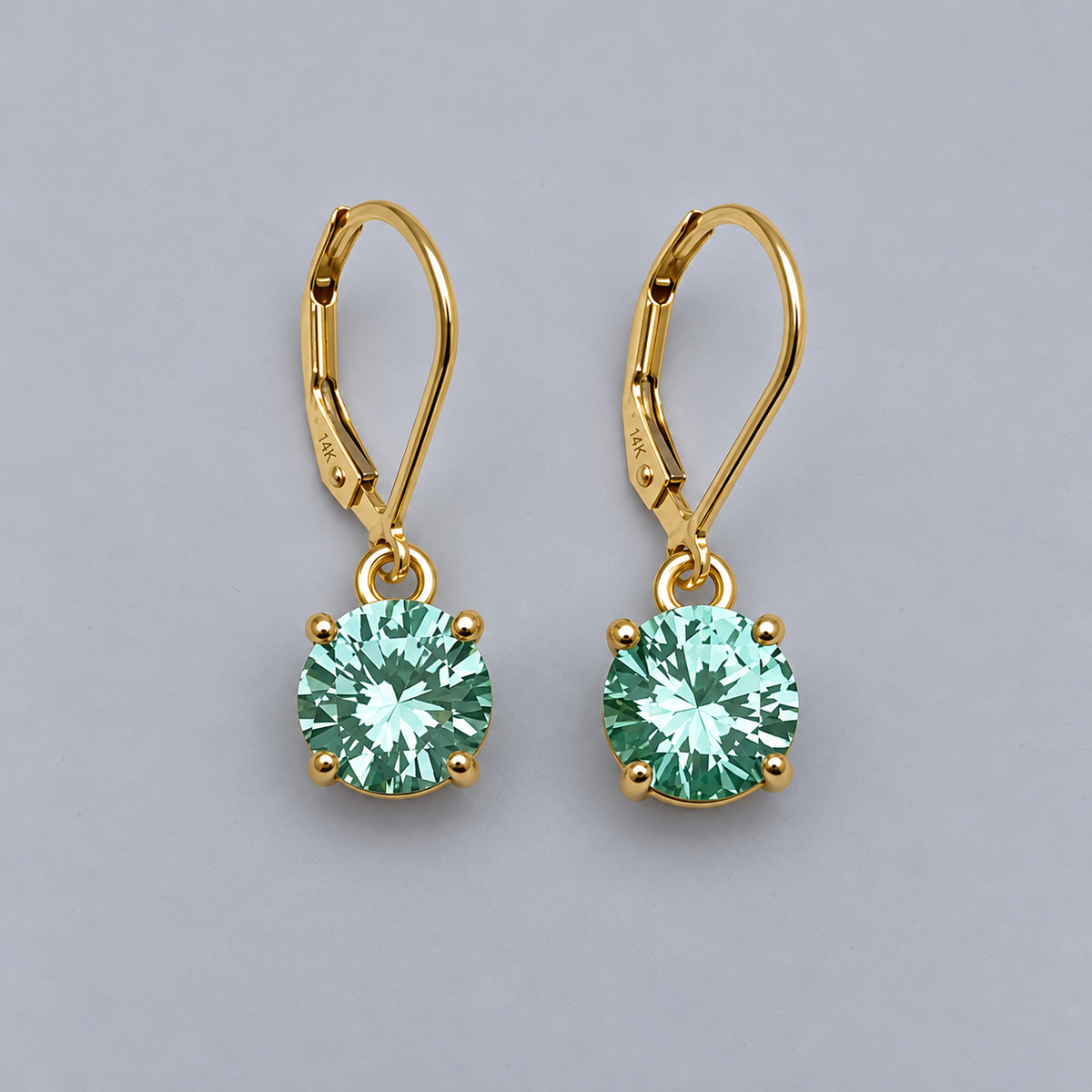4ctw Mint Green Spinel Solitaire Leverback Earrings