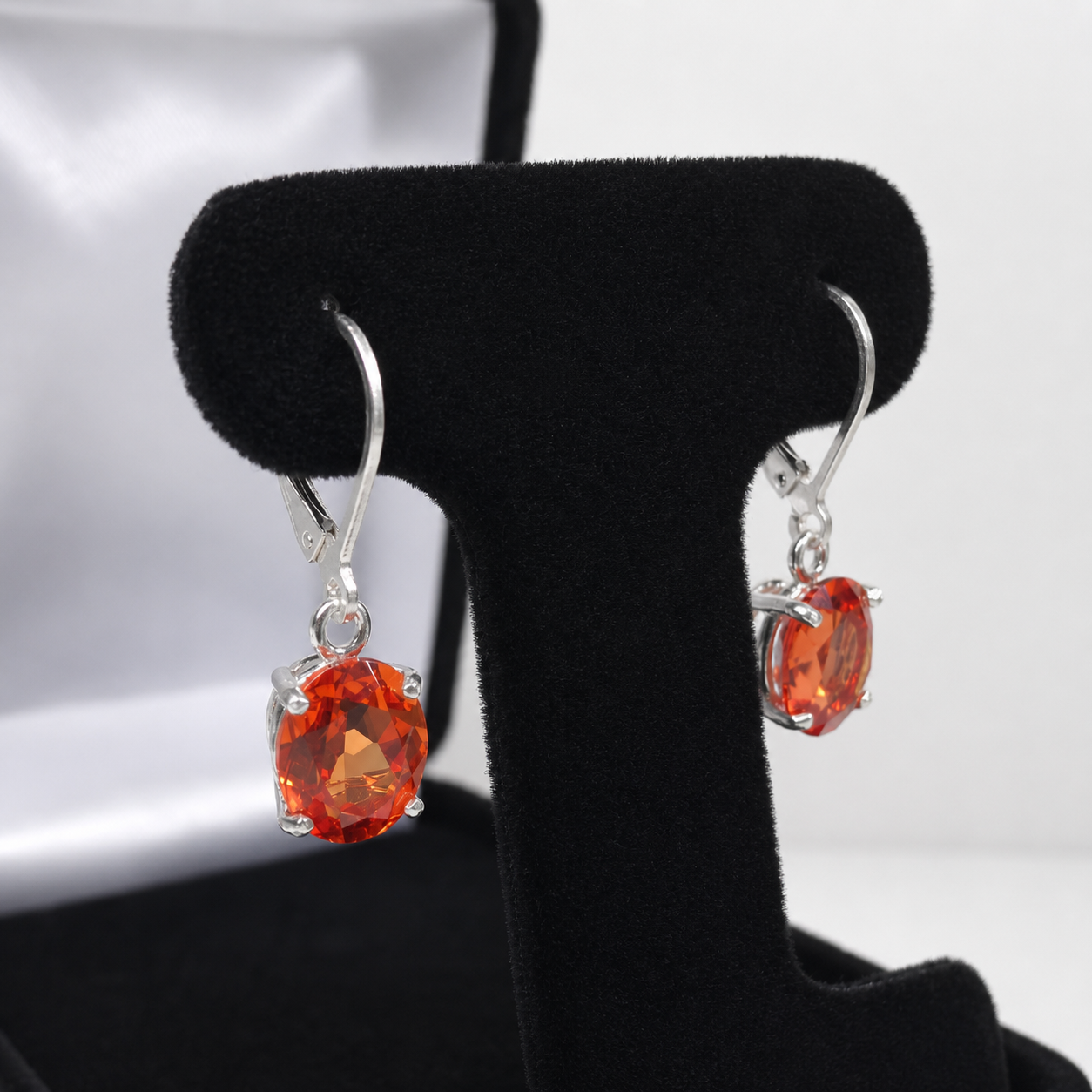 6ctw Oval Cut Orange Padparadscha Sapphire Leverback Earrings