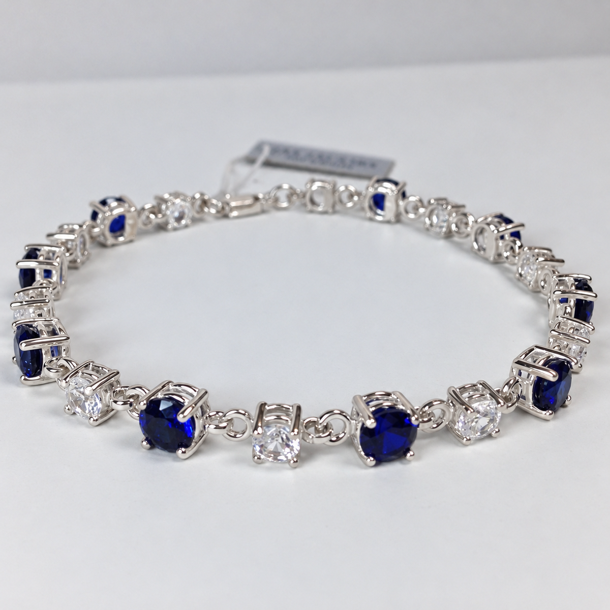 Blue & White Sapphire Tennis Bracelet – Custom Size 9.3–12ctw