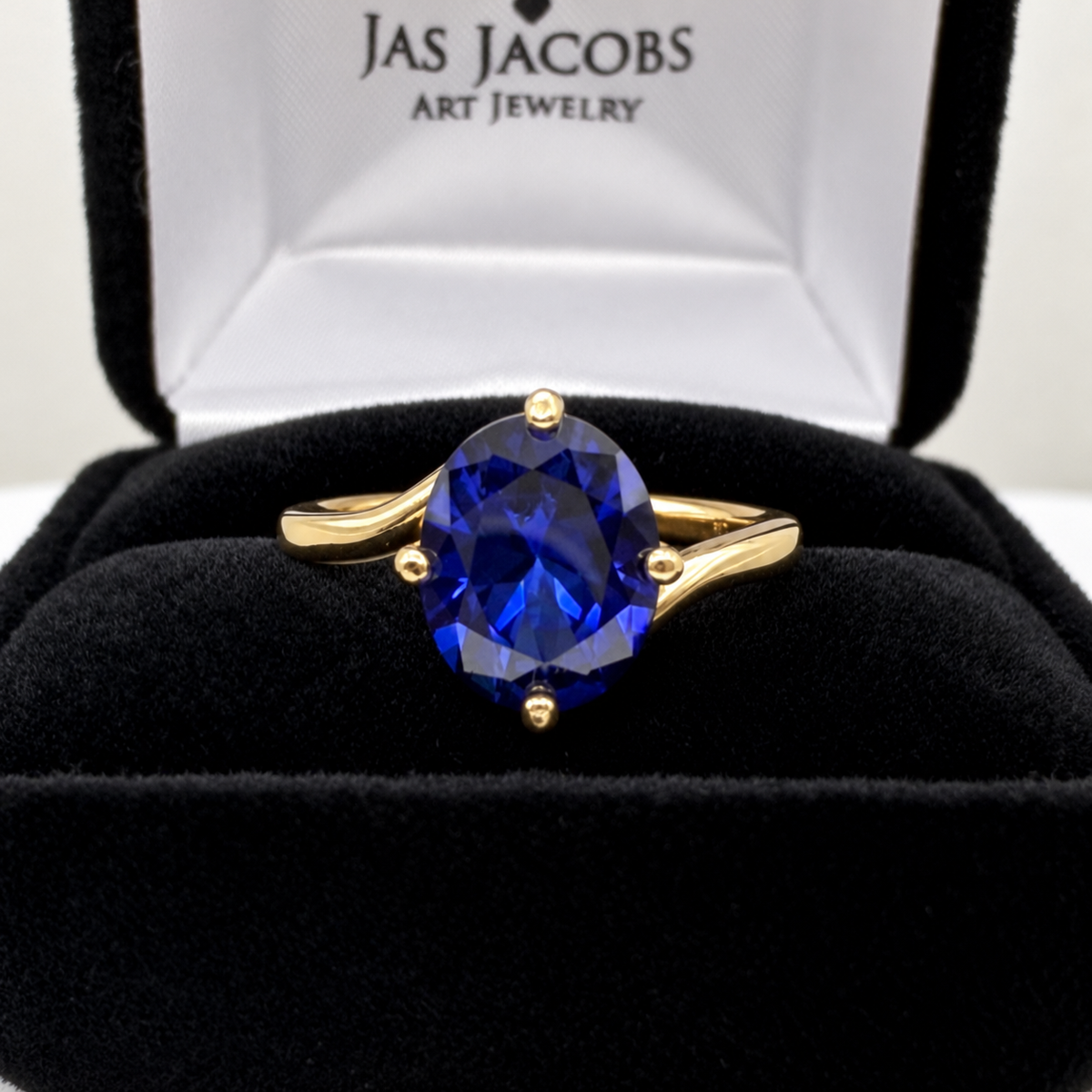 3ct Oval Sapphire Solitaire bypass Ring