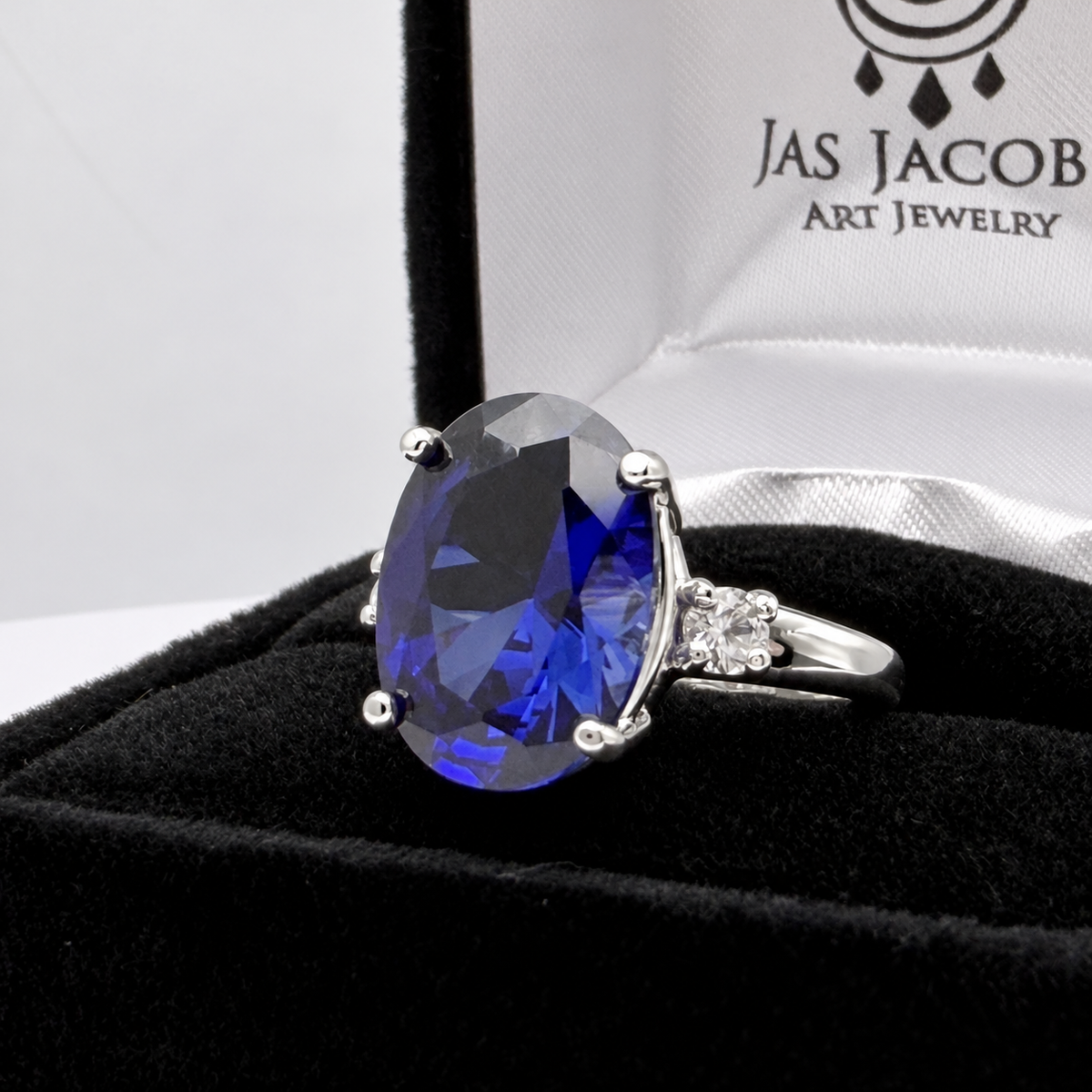 7.26ctw Oval Blue Sapphire & Diamond Ring