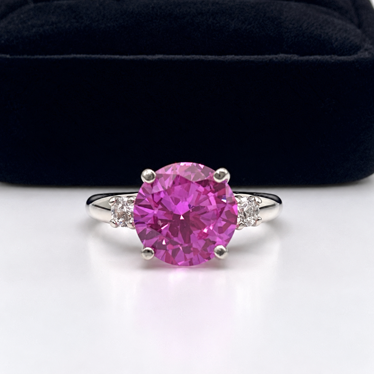4.5ct Round Pink Sapphire & White Sapphire Ring