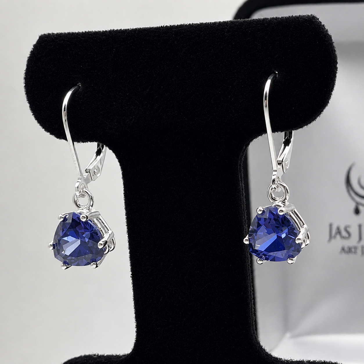 3.5 CTW Simulated Tanzanite Trillion Dangle Earrings