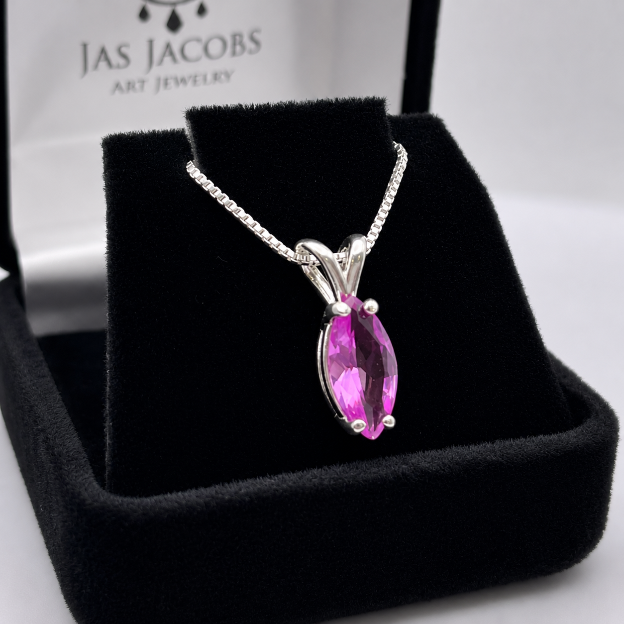 2CT Marquise Cut Pink Sapphire Solitaire Pendant Necklace