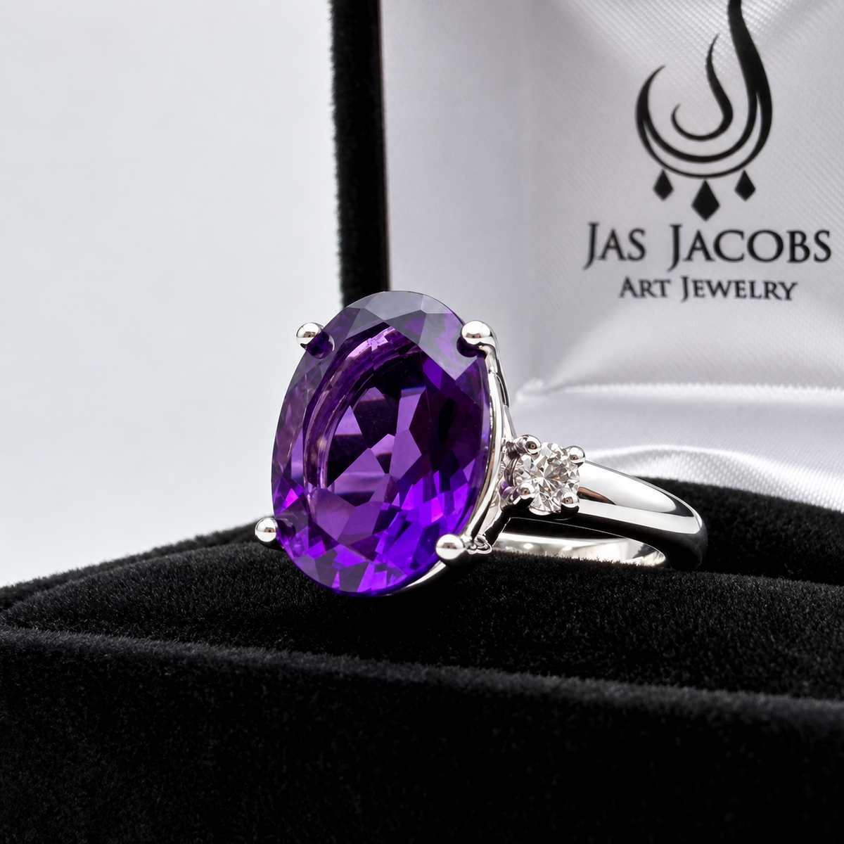 6ct Royal Purple Amethyst & White Sapphire Statement Ring