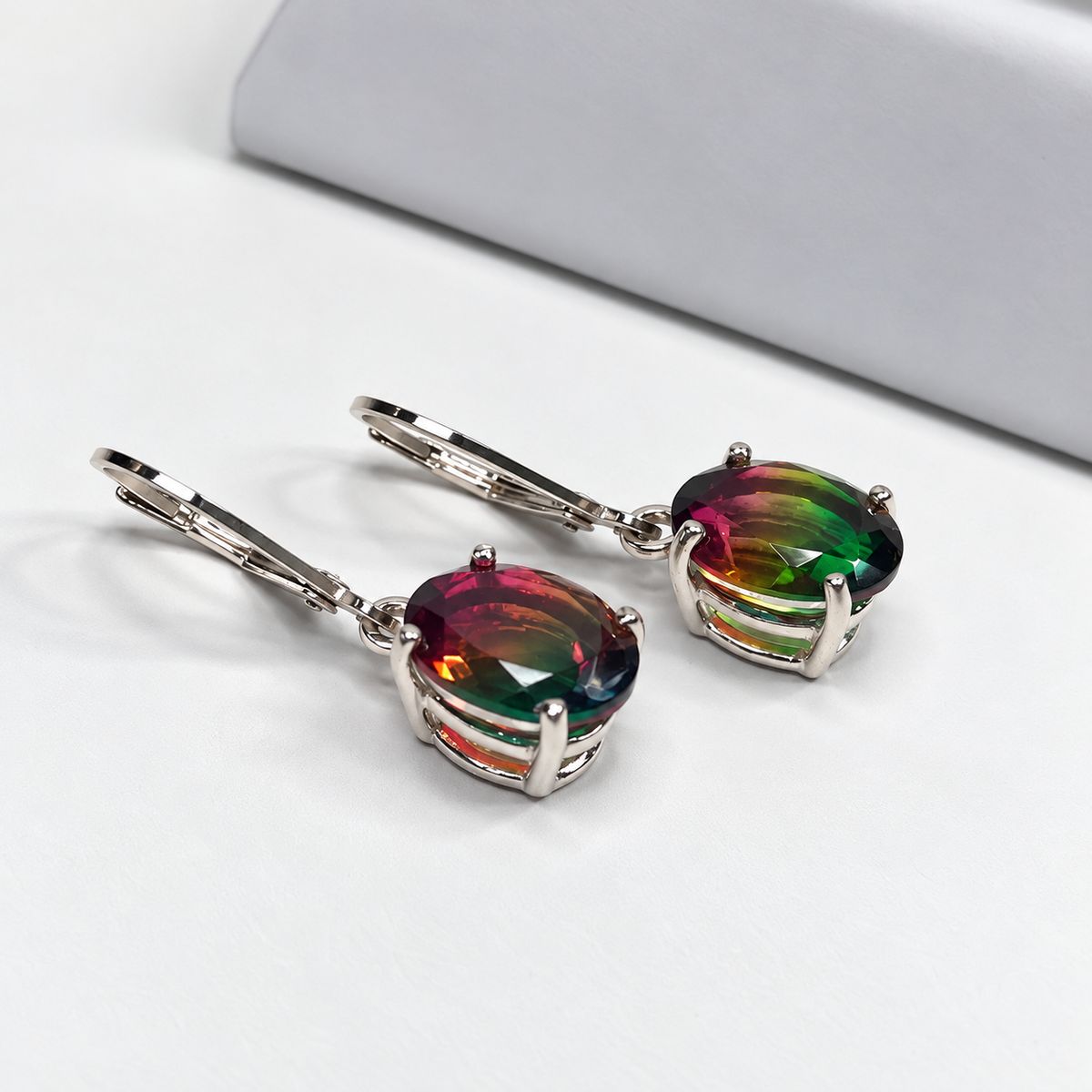 6ctw Watermelon Tourmaline-Look Quartz Doublet Earrings
