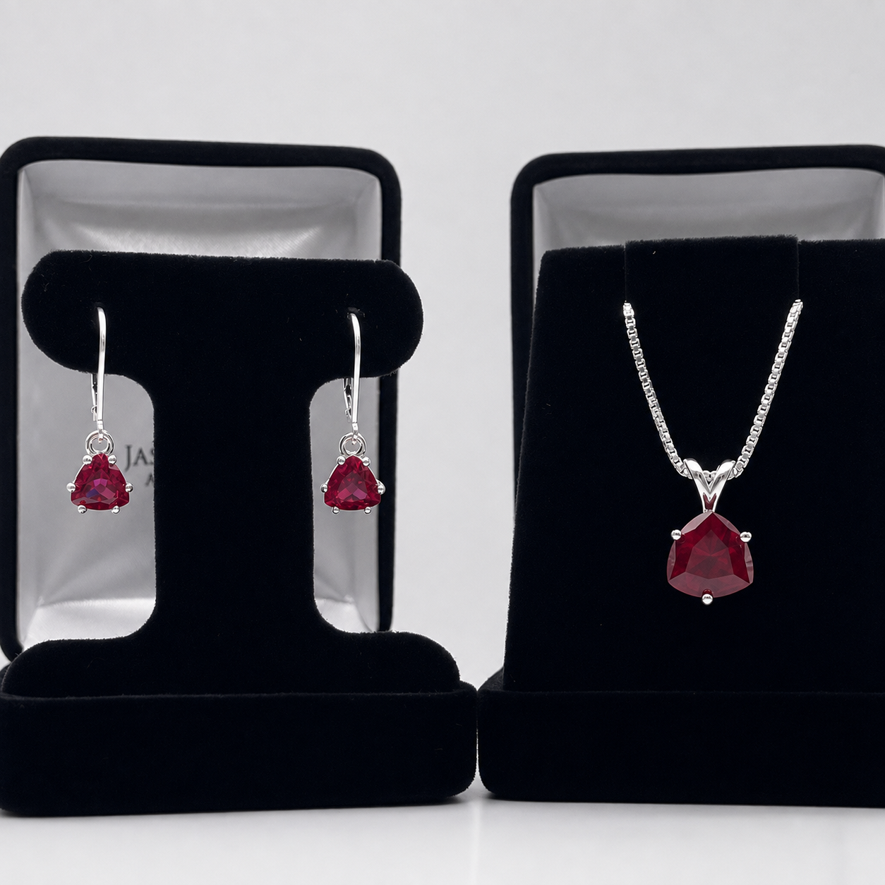 7.5ctw Trillion Ruby Pendant & Earring Set