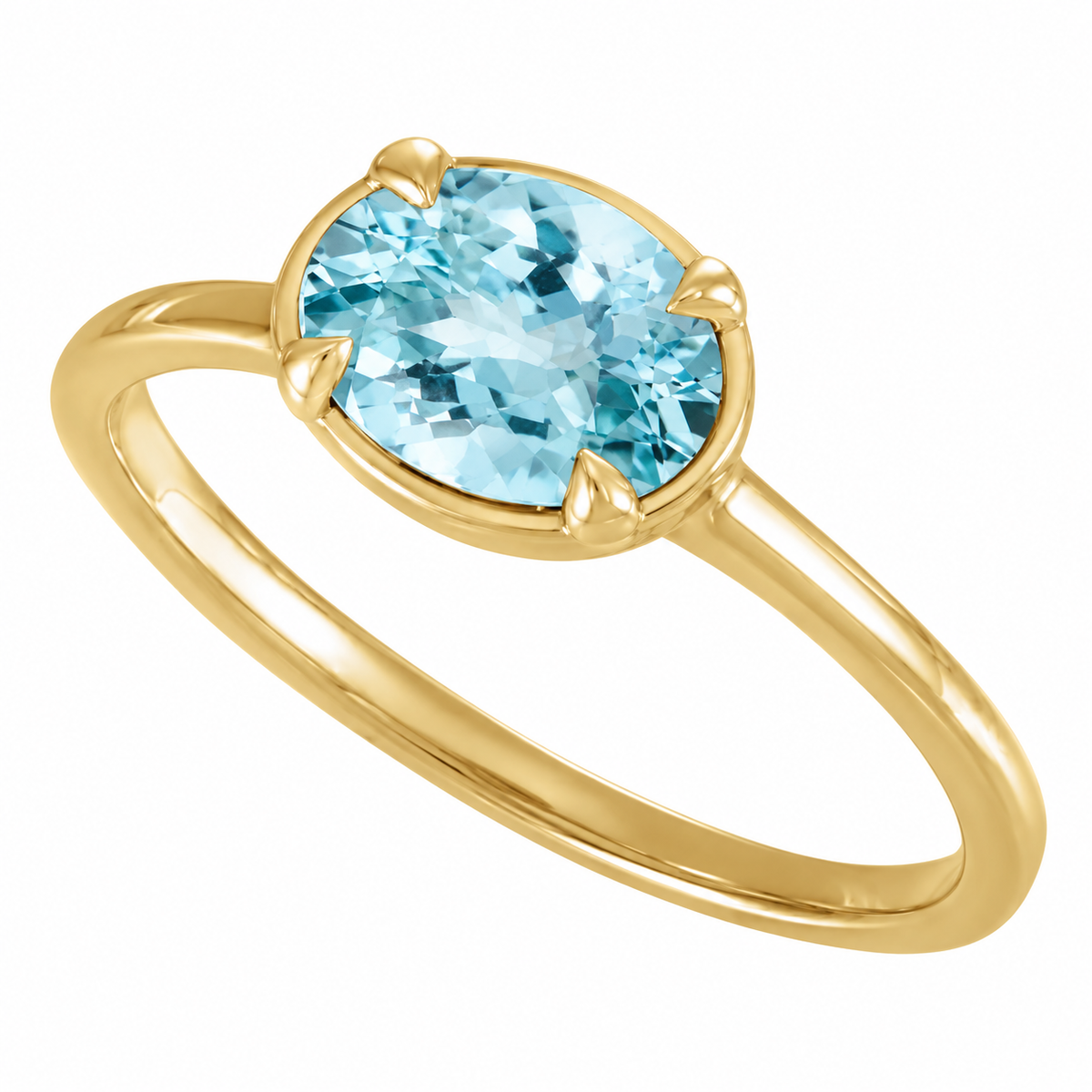 1.12ct Oval Natural Aquamarine Ring