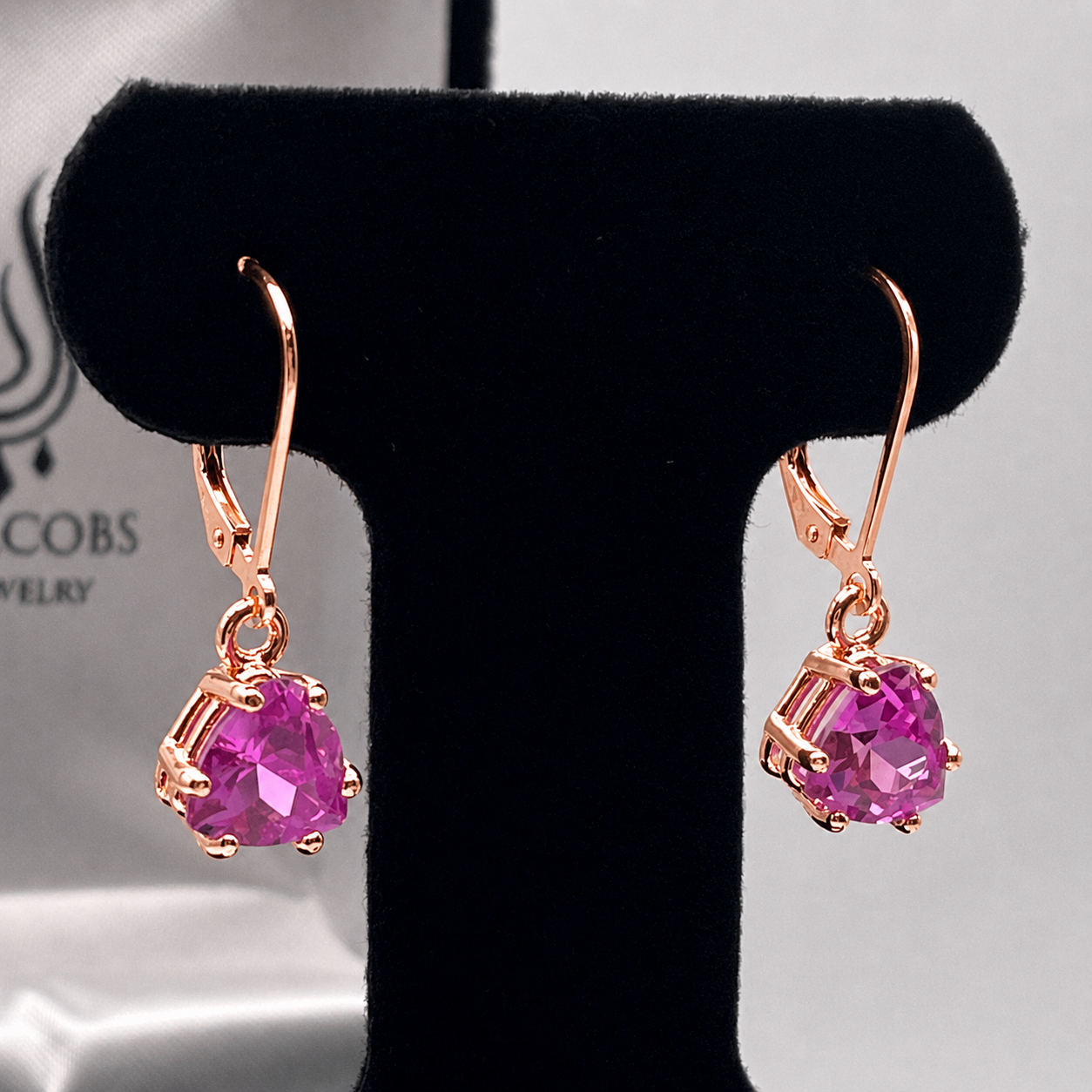 4.5 CTW Trillion Cut Pink Sapphire Drop Earrings