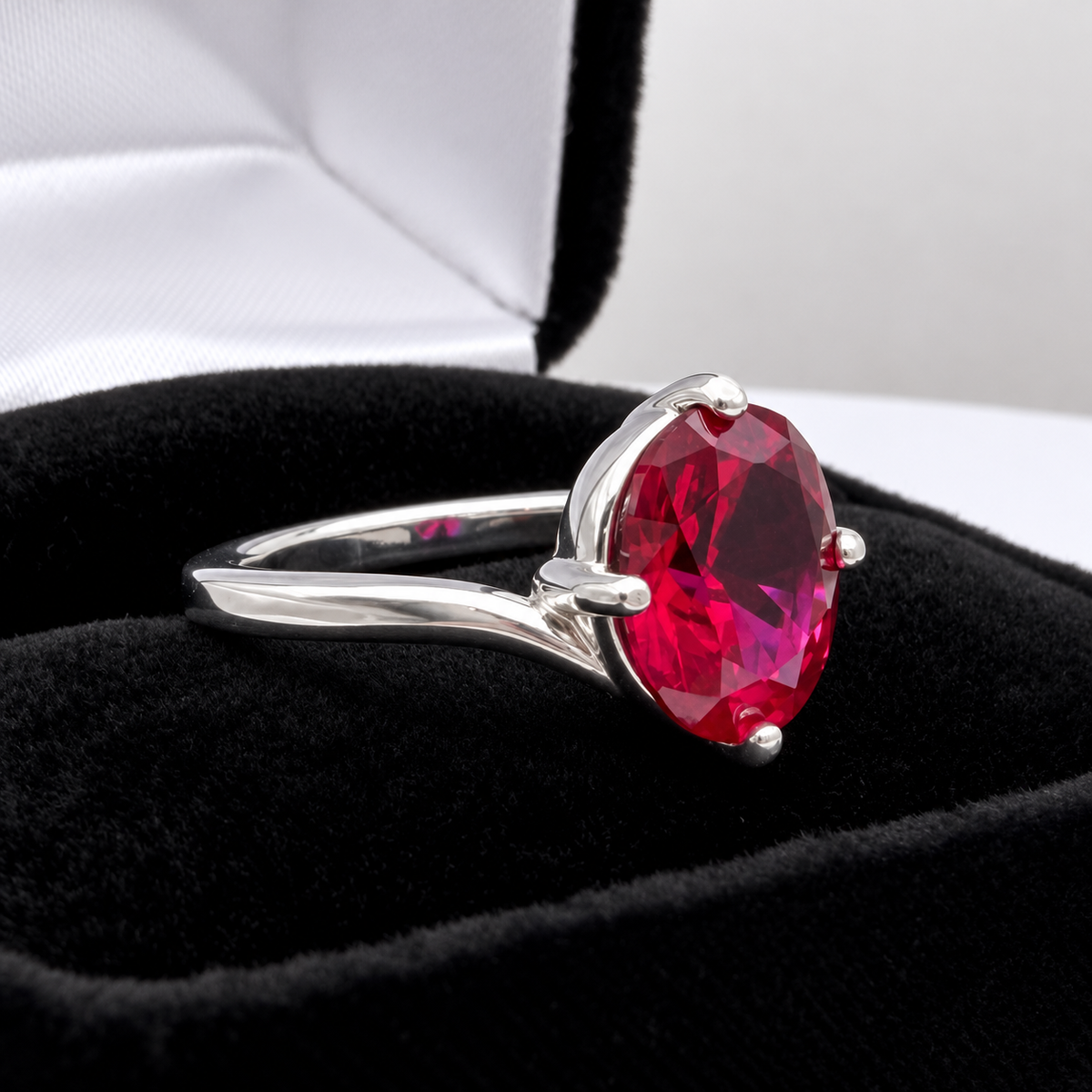 3ct Oval Cut Ruby Bypass-Inspired Solitaire Ring