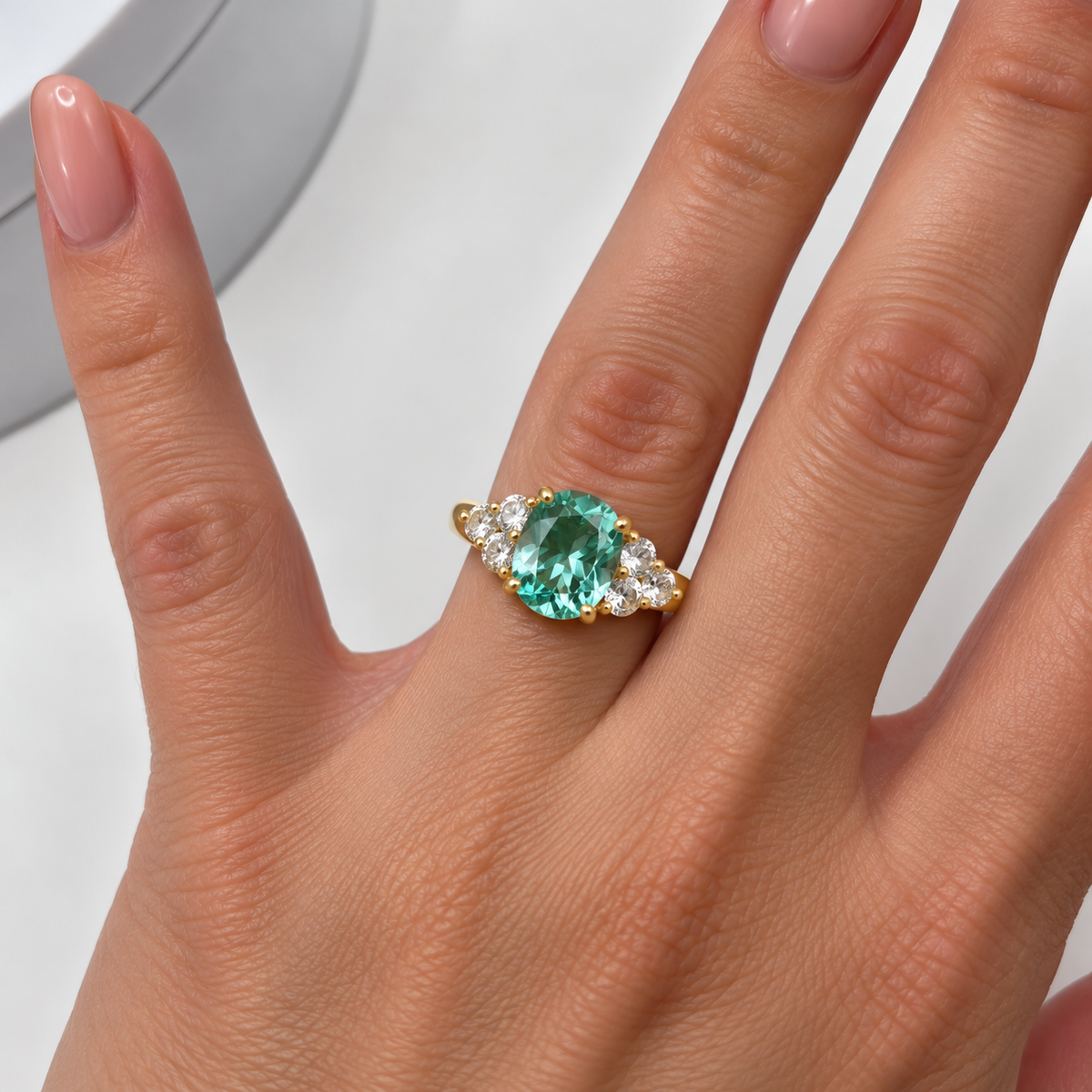 4ctw Mint Green Spinel & White Sapphire Victorian Cluster Ring