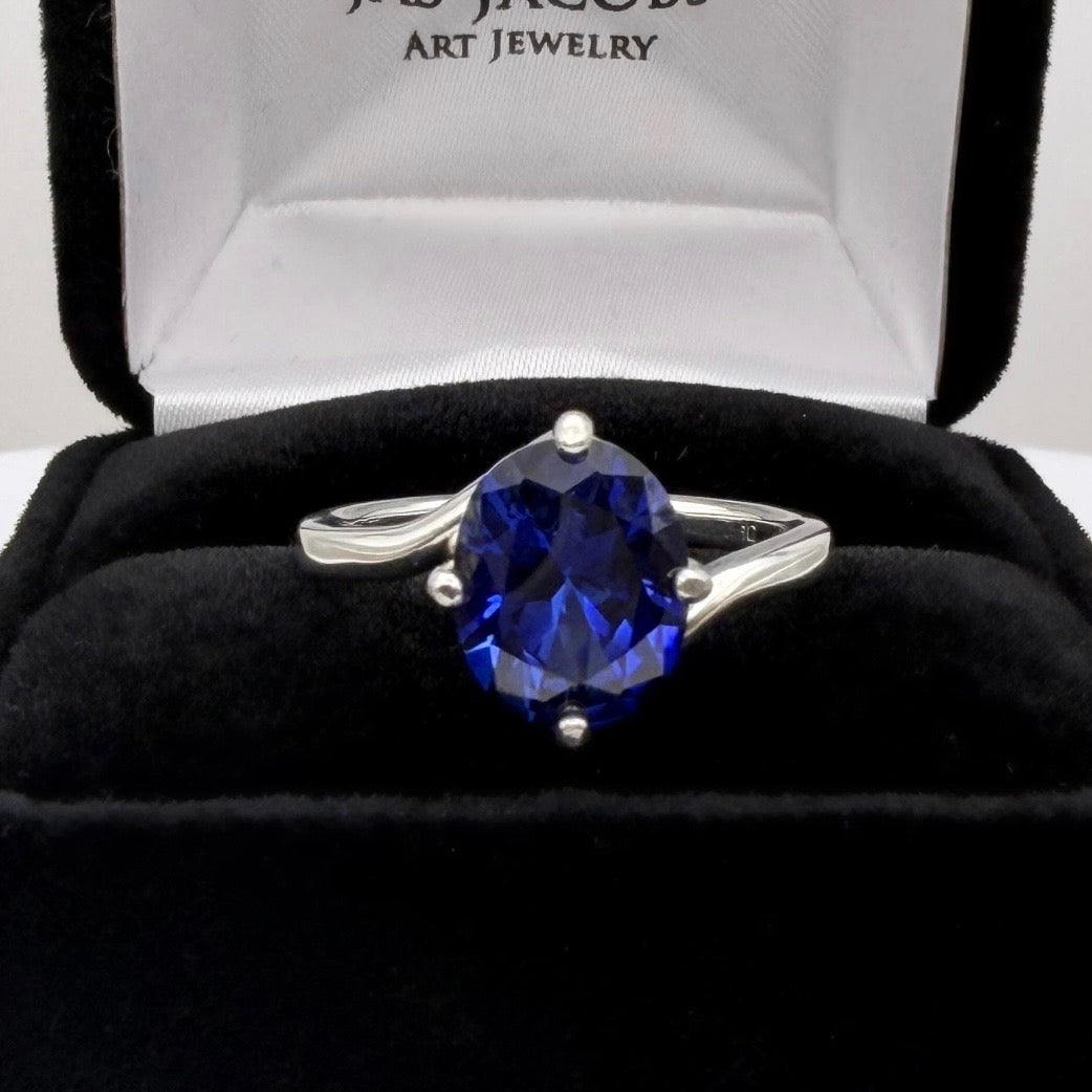 3ct Oval Sapphire Solitaire bypass Ring