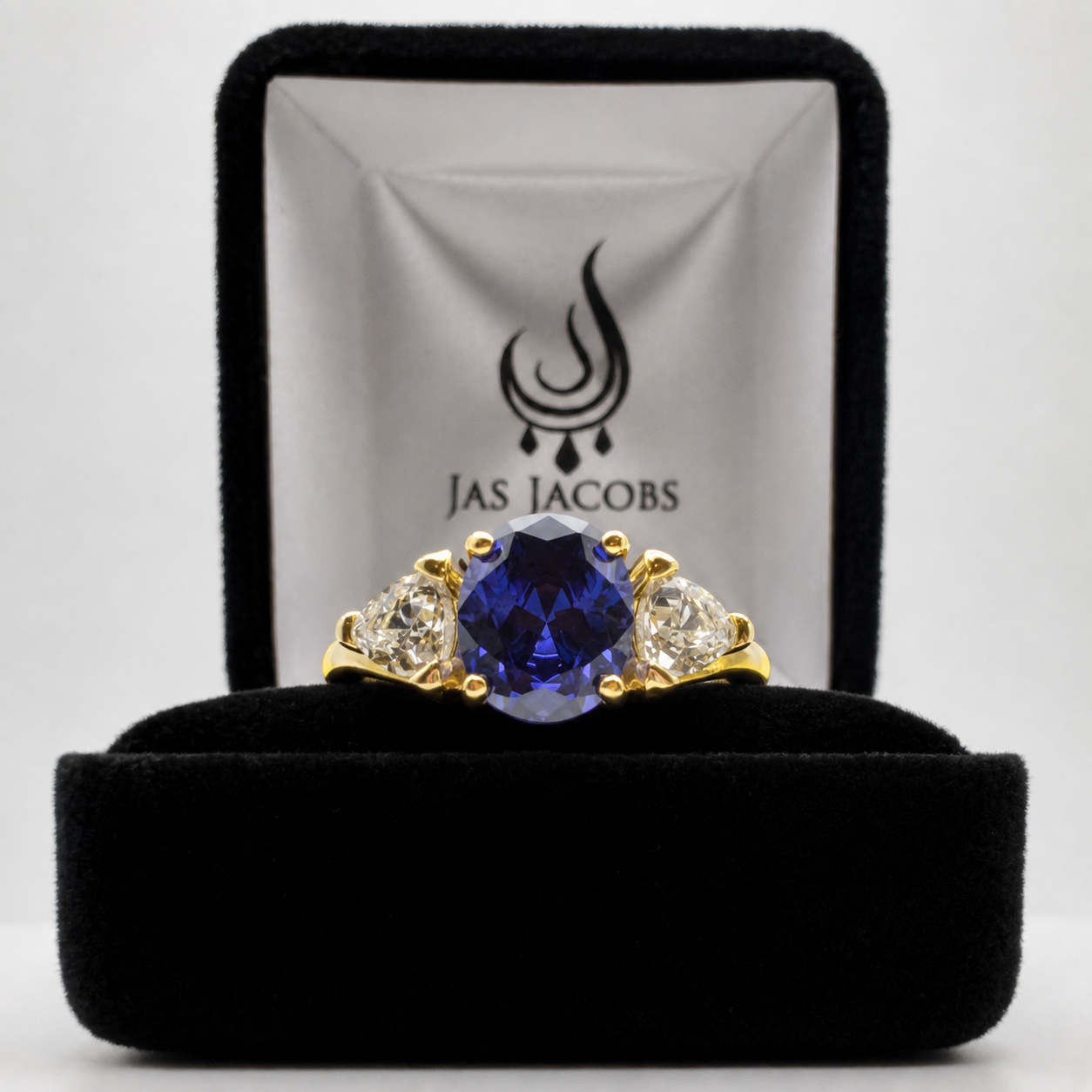 4ctw Oval Cut Tanzanite & White Sapphire Art Deco Ring