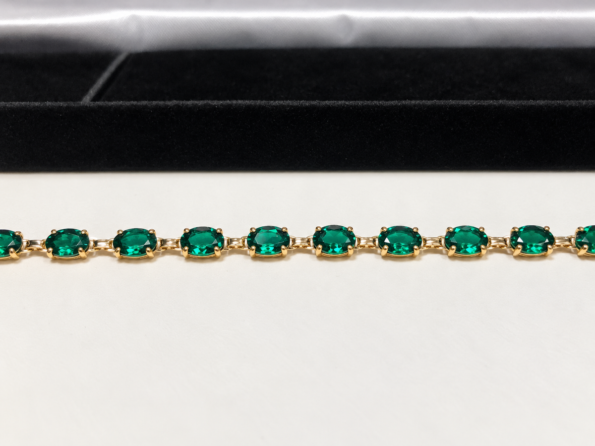7ctw Oval Cut Emerald Tennis Bracelet