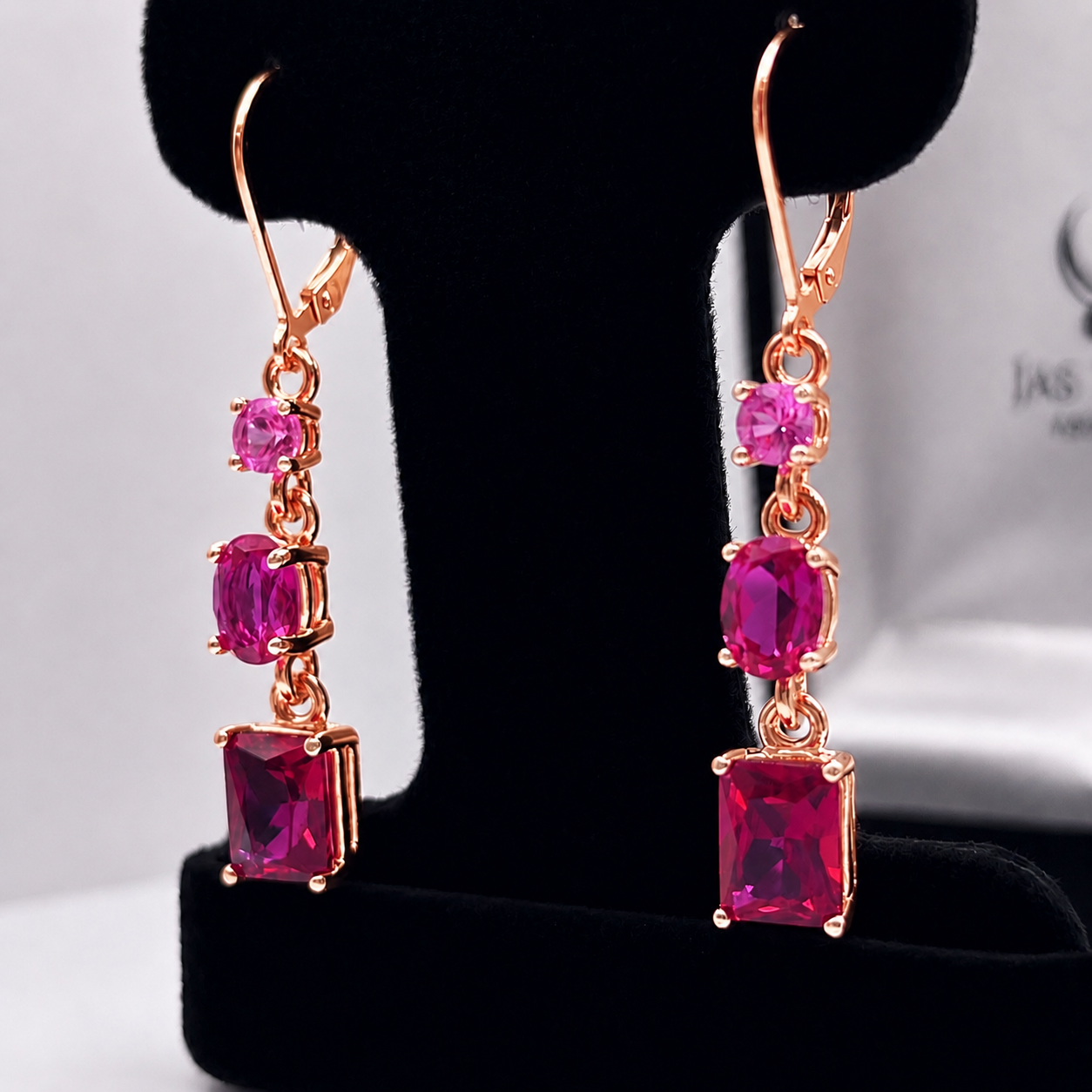 5ctw Multi Cut Cascading Pink Sapphires and Ruby Earrings