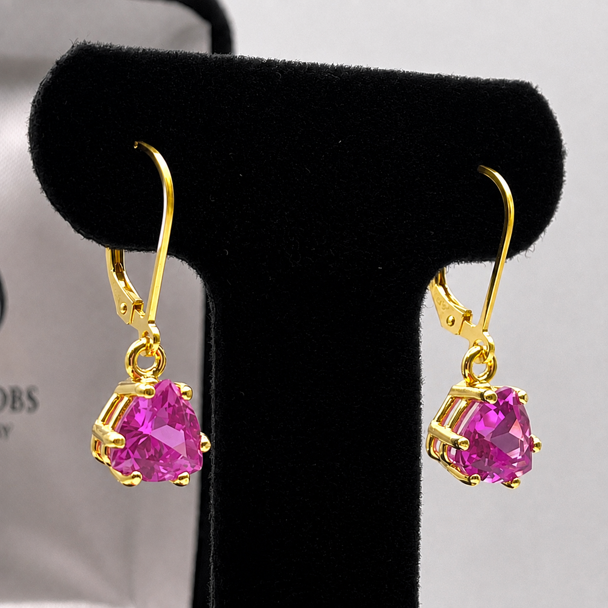 4.5 CTW Trillion Cut Pink Sapphire Drop Earrings