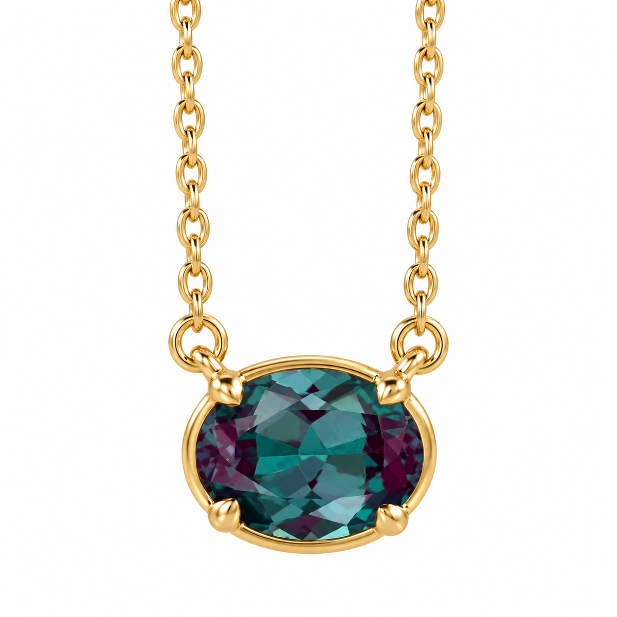 1.5ct Oval Color Change Alexandrite East-West Necklace