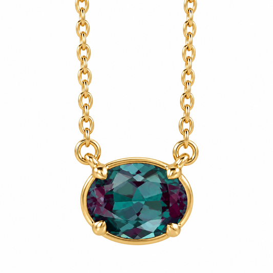1.5ct Oval Color Change Alexandrite East-West Necklace