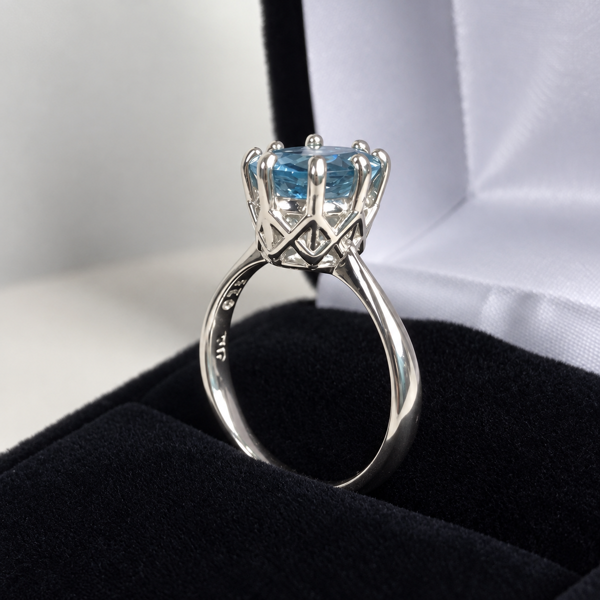3.5ct Oval Sky Blue Topaz Ring – Art Deco Woven Crown Setting