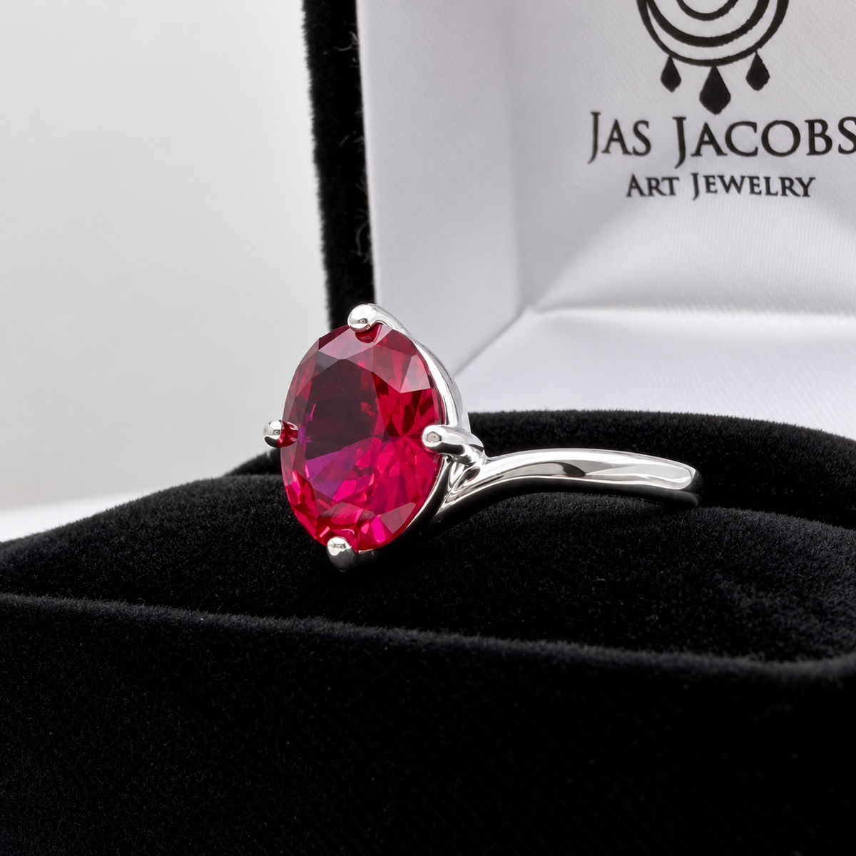3ct Oval Cut Ruby Bypass-Inspired Solitaire Ring