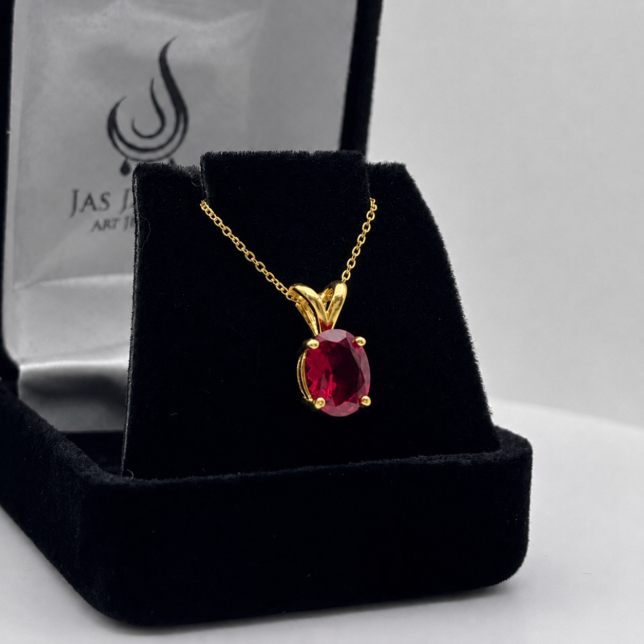 2ct Oval Cut Ruby Necklace Solitaire Pendant