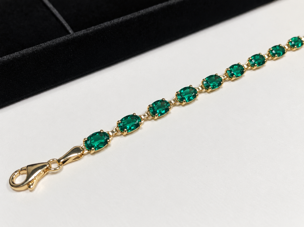 7ctw Oval Cut Emerald Tennis Bracelet