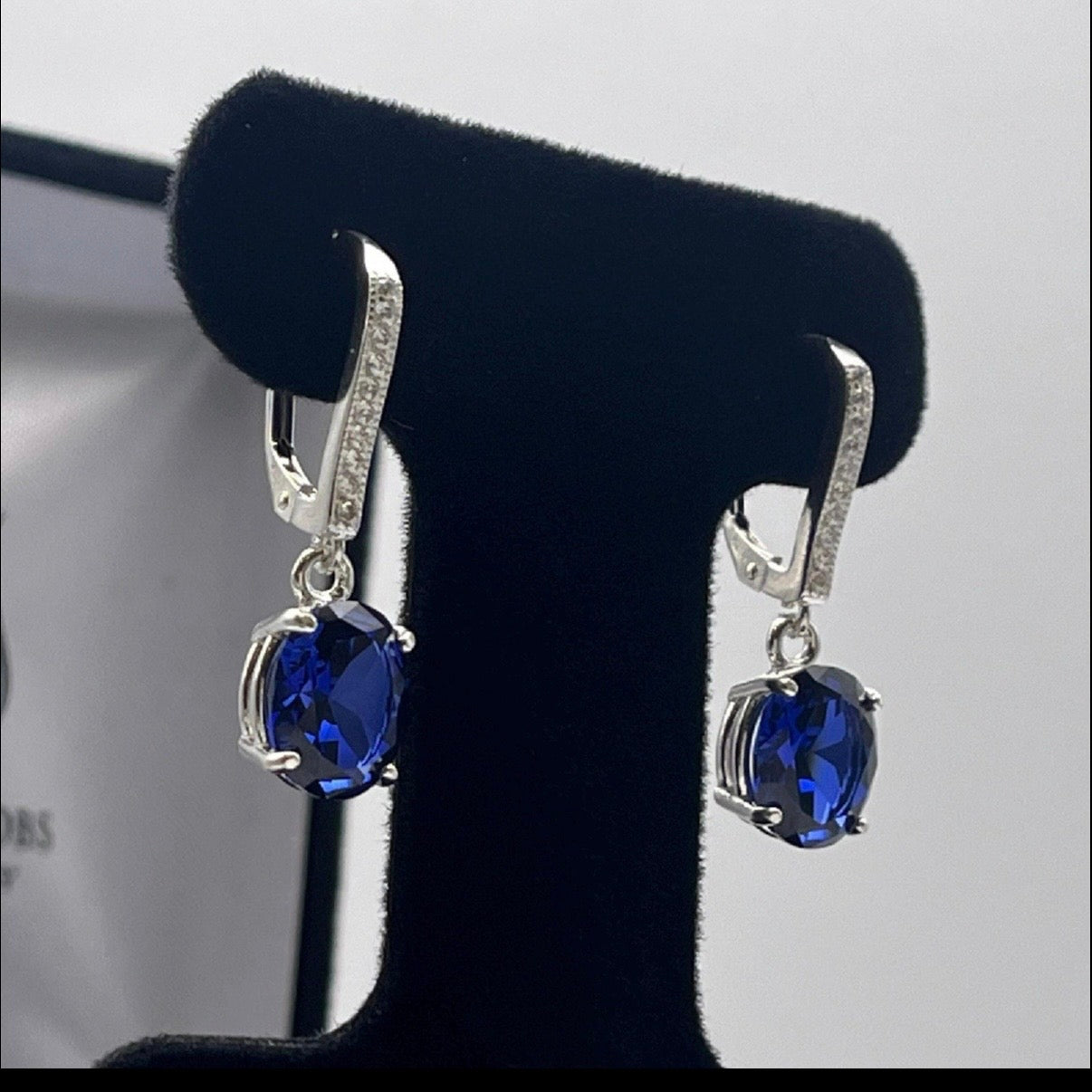 6.08 CTW Oval Blue Sapphire Drop Earrings