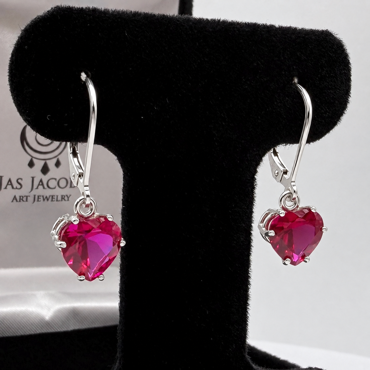 4ctw Heart Cut Ruby Dangle Earrings