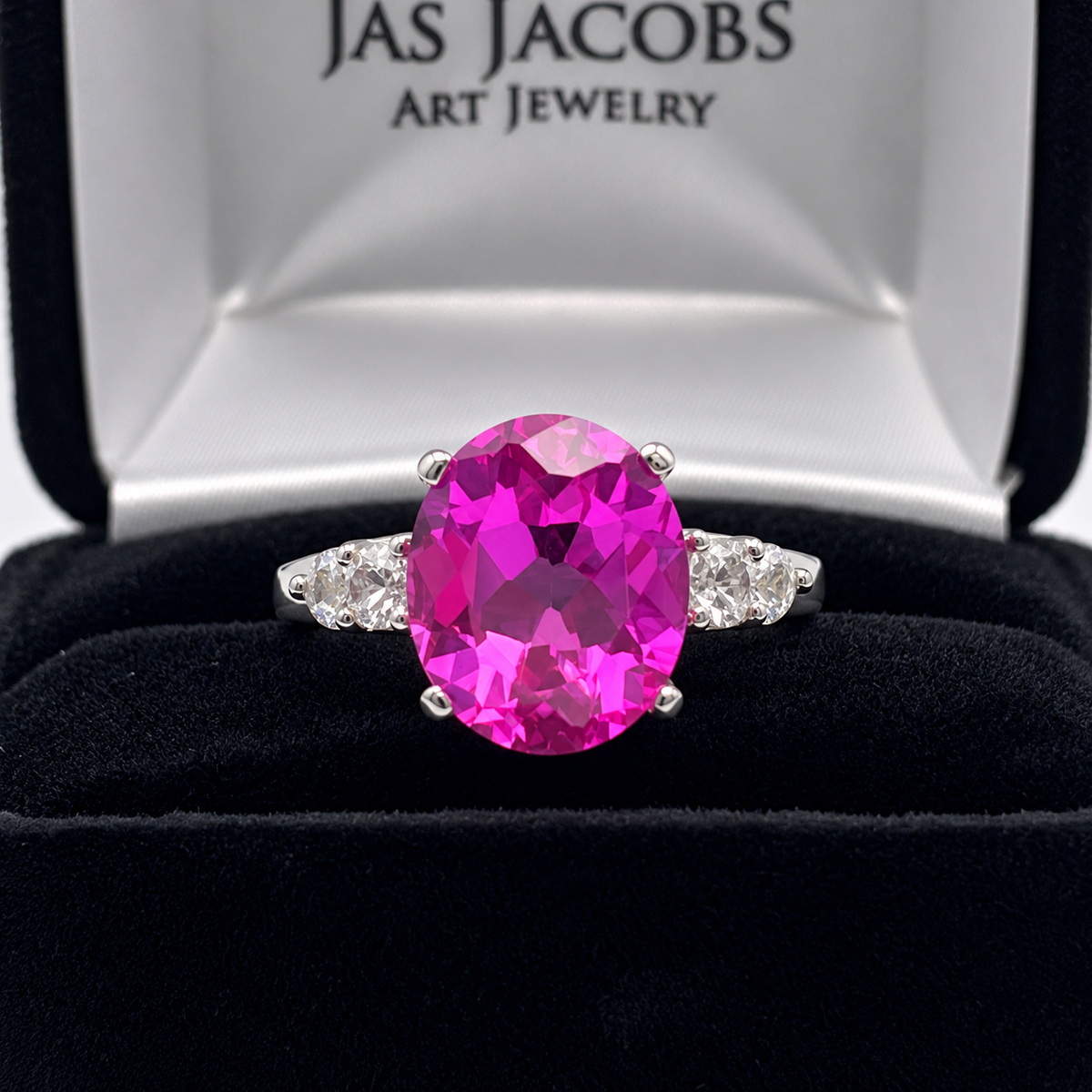 5.6ctw Oval Pink Sapphire & White Sapphire Statement Ring