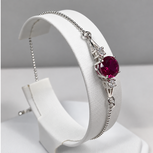 2.5ct Ruby & White Sapphire Adjustable Bolo Bracelet