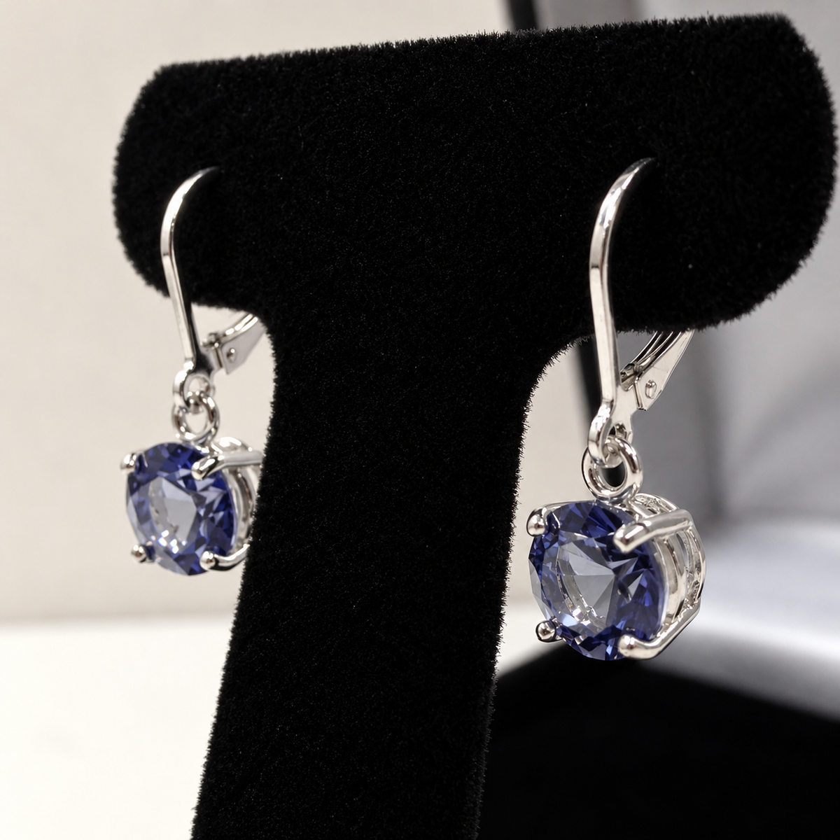 3.6ctw Periwinkle Blue Iolite Quartz Leverback Earrings