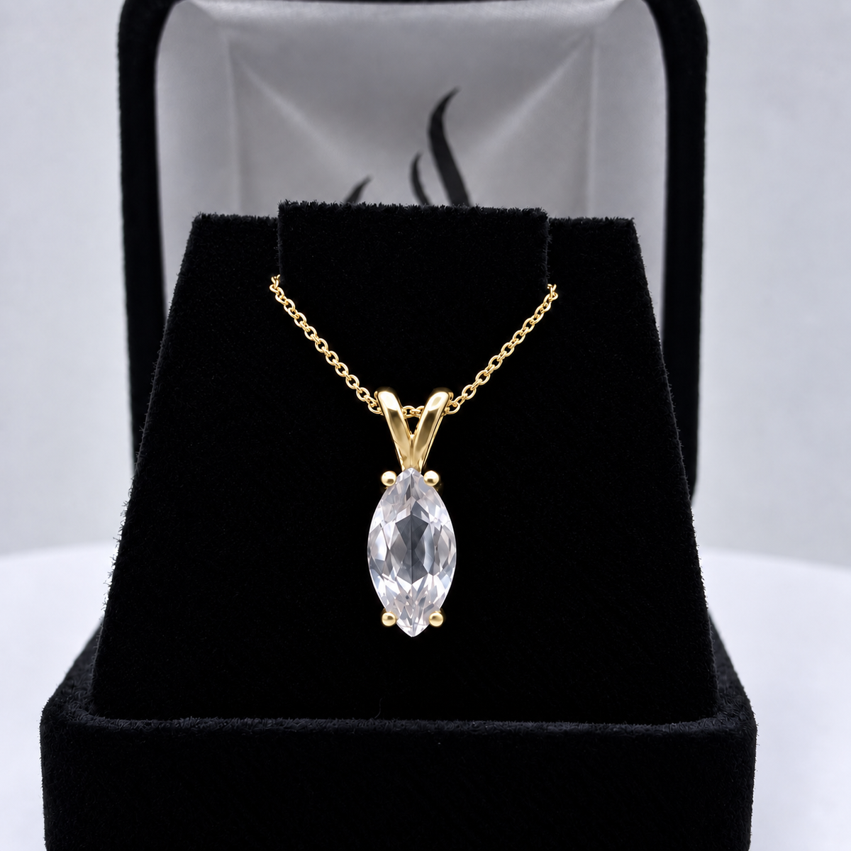 1.75ct Marquise White Sapphire Solitaire Pendant