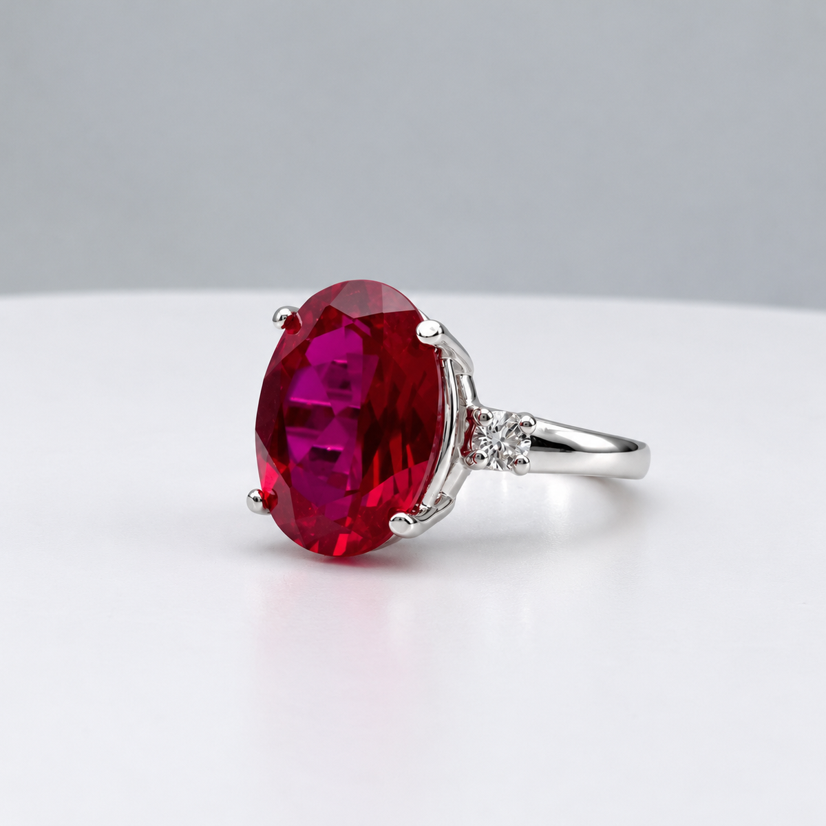 7.2ctw Oval Ruby & Diamond Statement Ring