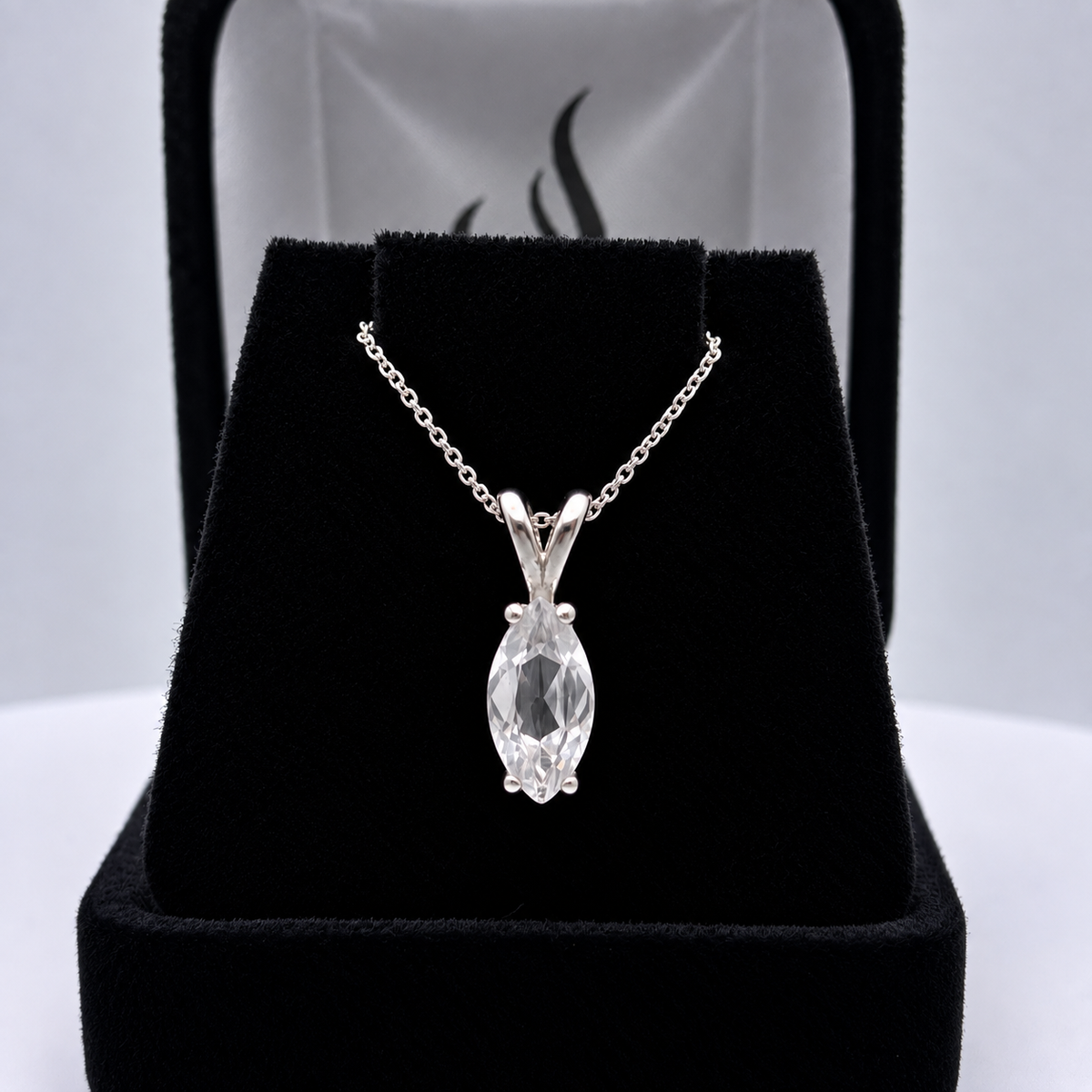 1.75ct Marquise White Sapphire Solitaire Pendant