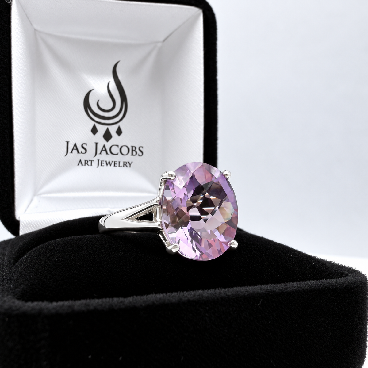 4.5ct Oval Rose de France Amethyst Ring in Sterling Silver
