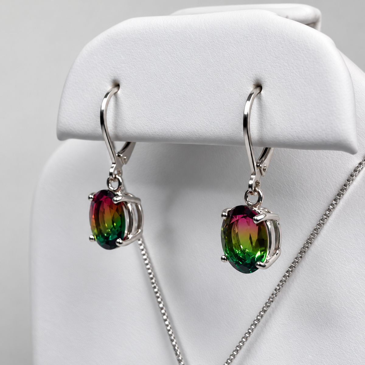 6ctw Watermelon Tourmaline-Look Quartz Doublet Earrings