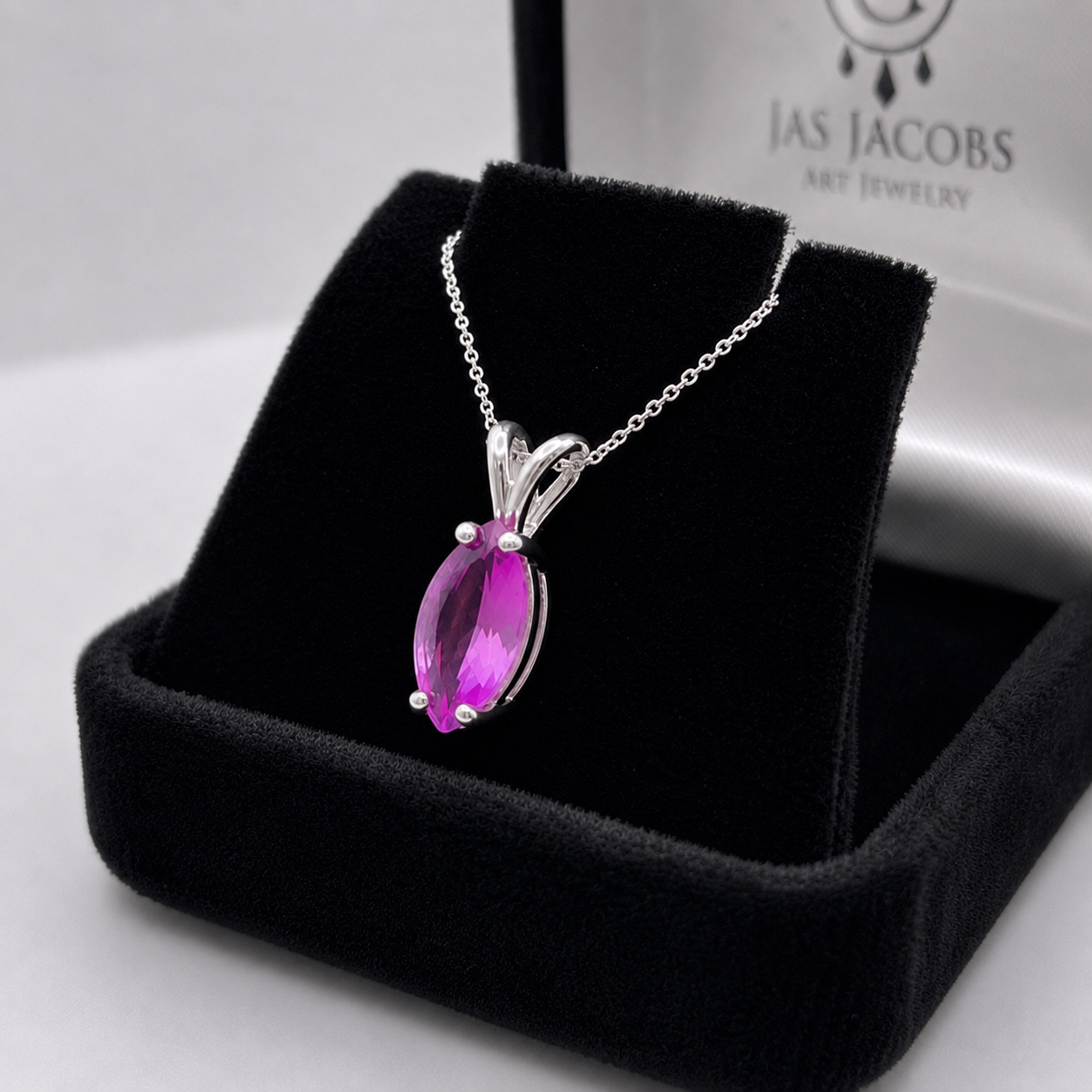 2CT Marquise Cut Pink Sapphire Solitaire Pendant Necklace