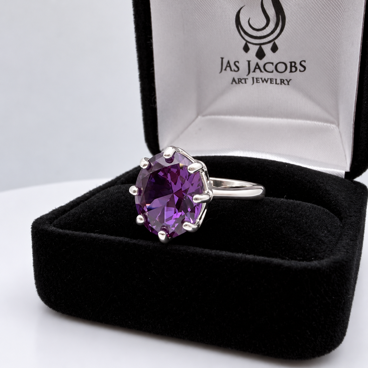 5ct Oval Alexandrite Sapphire Ring – Art Deco Inspired 8 Prong Setting