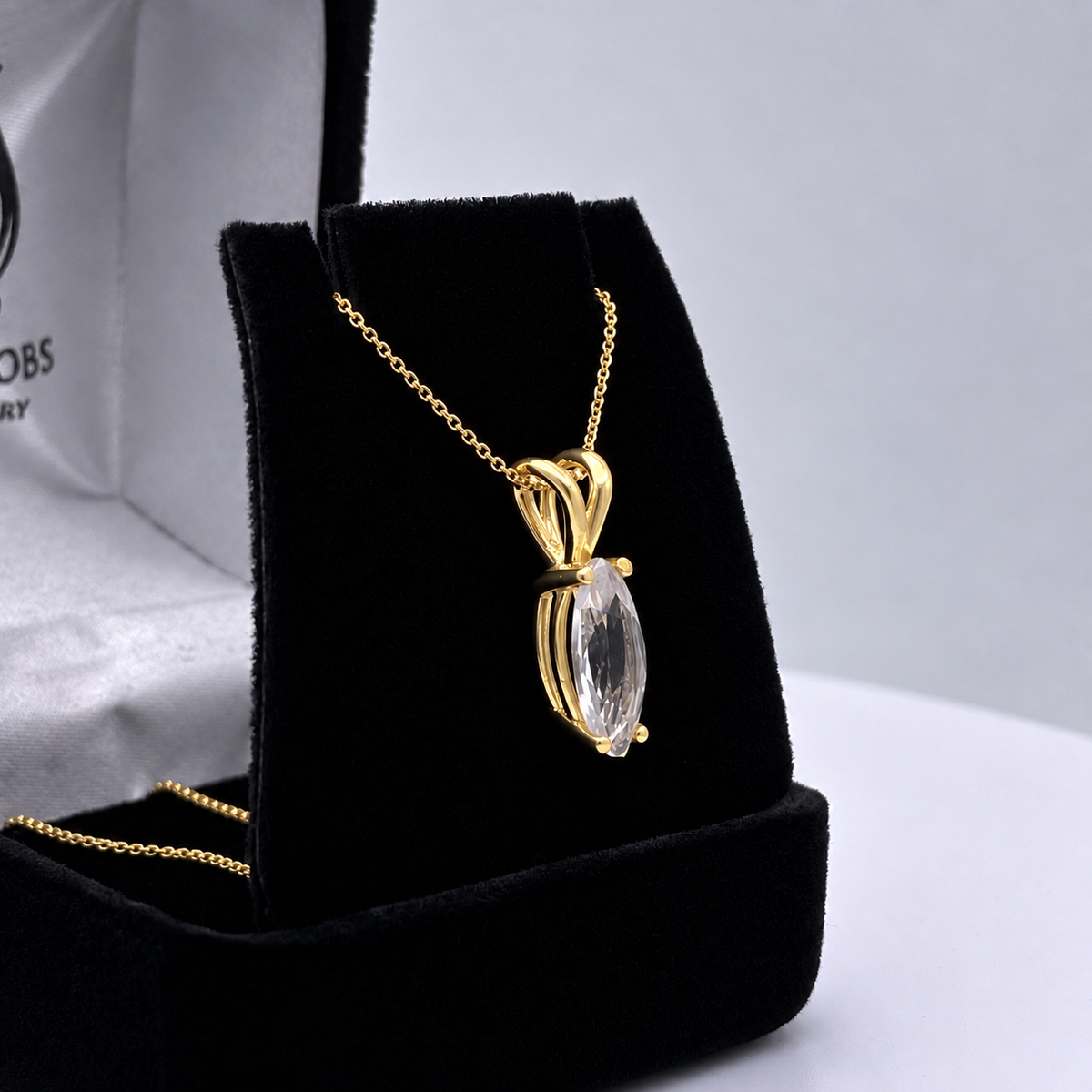 1.75ct Marquise White Sapphire Solitaire Pendant