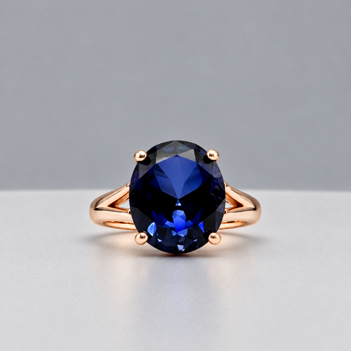 5ct Oval Cut Blue Sapphire Split Shank Ring