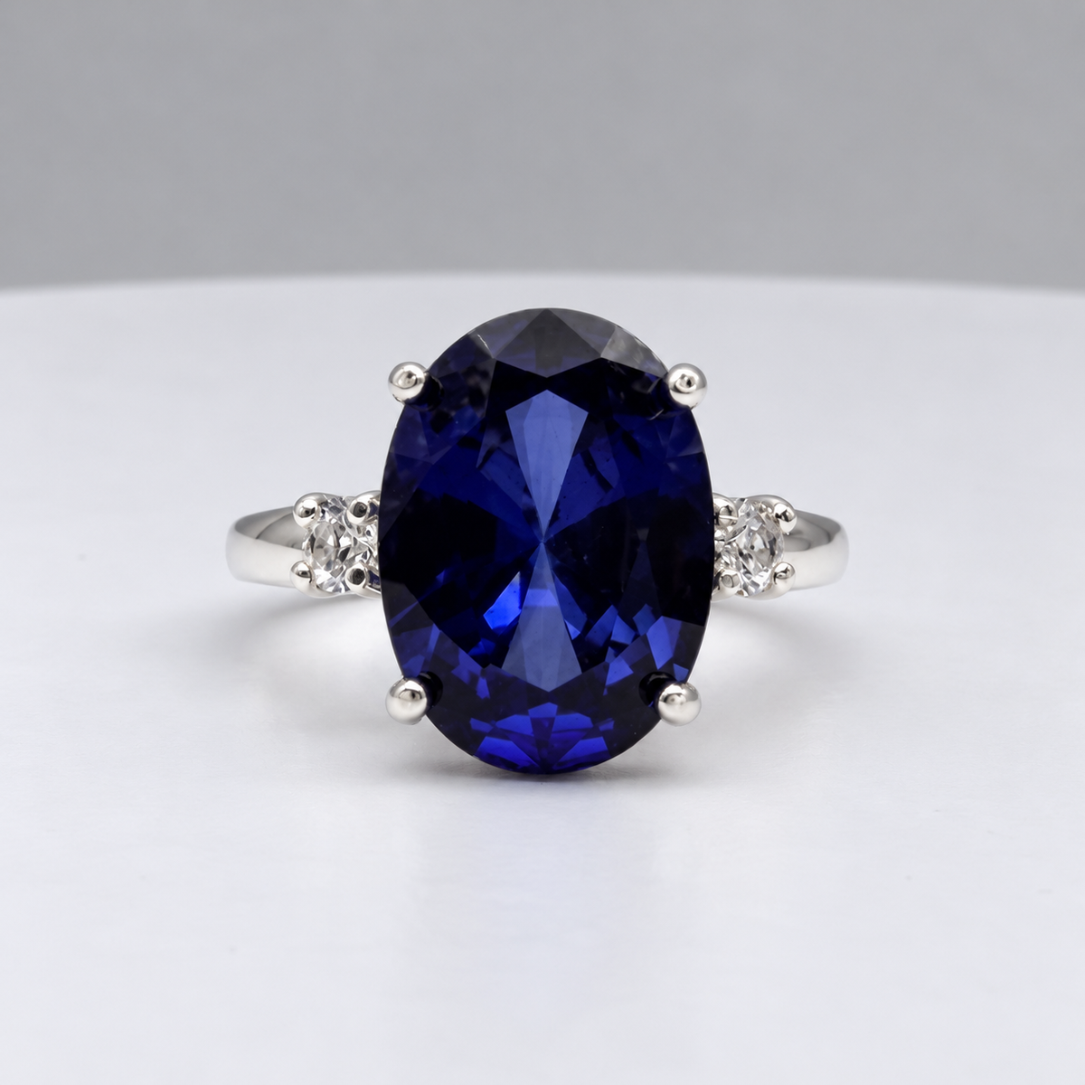 7.26ctw Oval Blue Sapphire & Diamond Ring