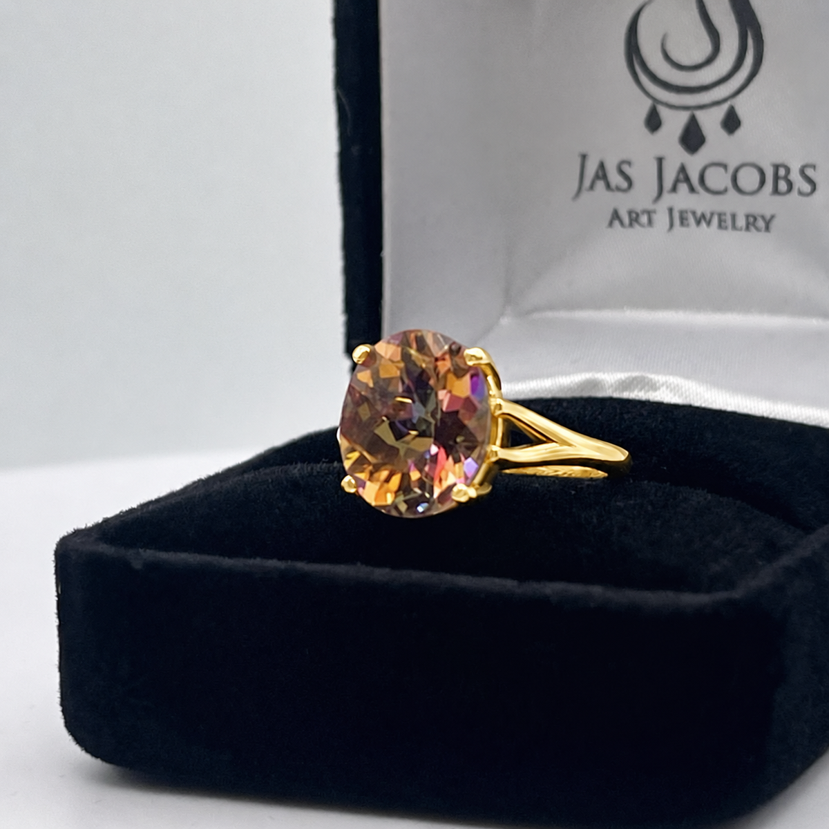 4.5ct Oval Sunset Topaz Statement Ring