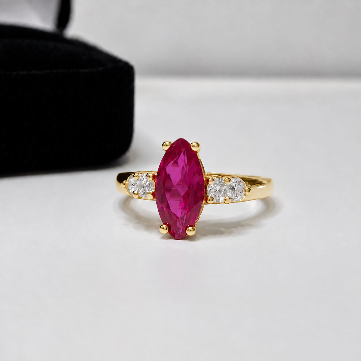 2.5ctw Marquise Cut Ruby & Diamond Ring
