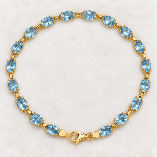 7ctw Oval Cut Sky Blue Topaz Tennis Bracelet