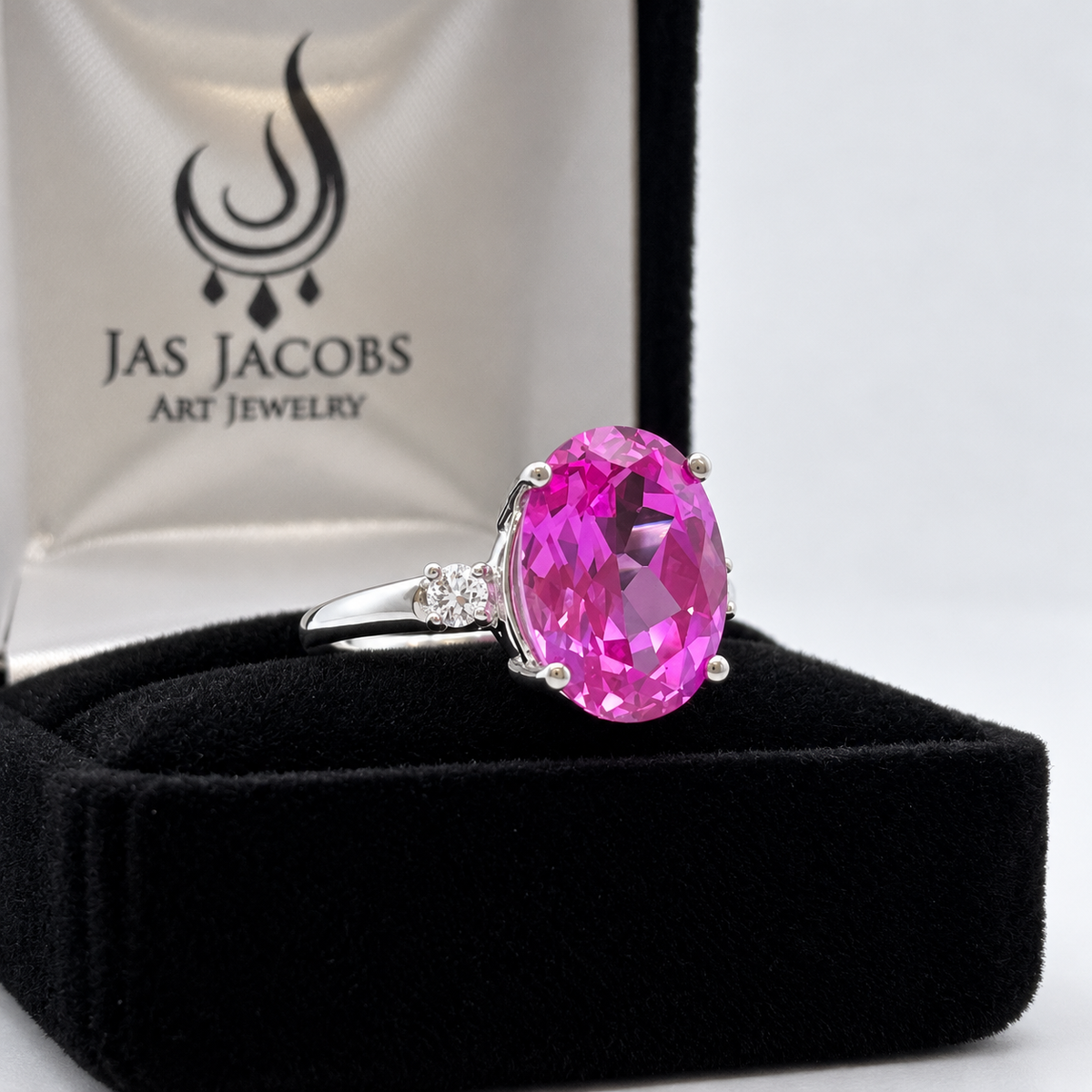 7.26ctw Oval Pink Sapphire & White Sapphire Ring