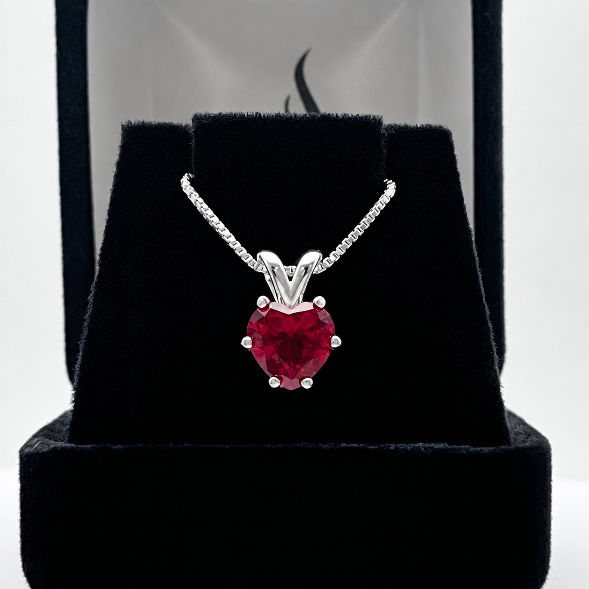 2ct Heart Cut Ruby Pendant Necklace